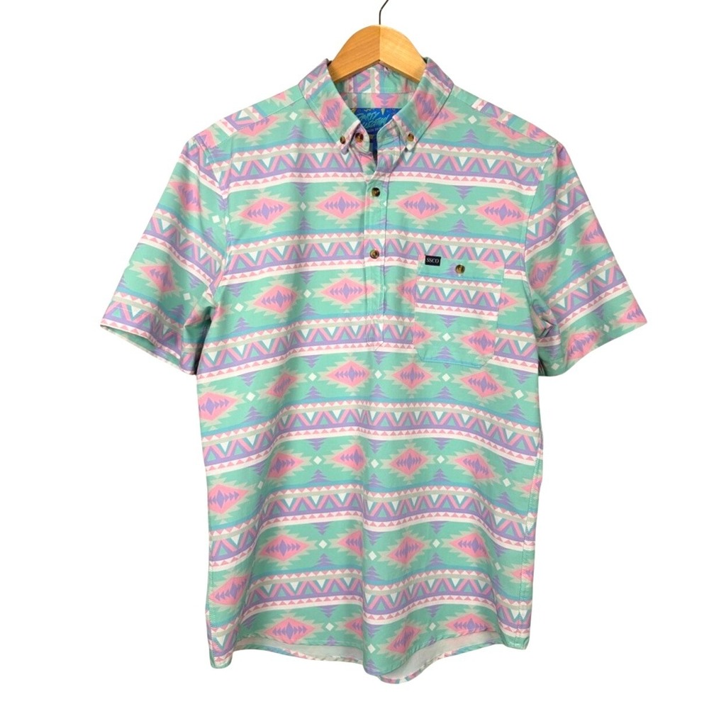 Southern Shirt 80'S Party Collection Mens Button Down Shirt Short Sleeve MED